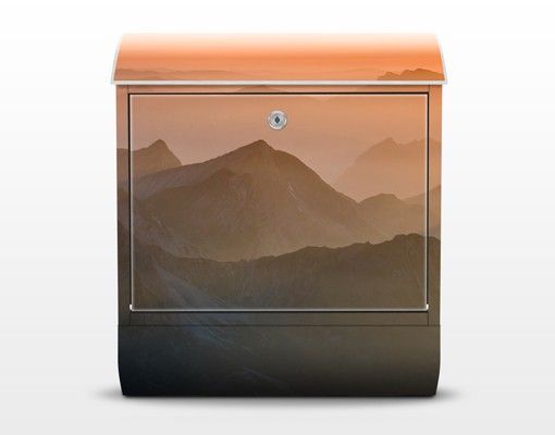 Briefkasten mit Zeitungsfach - Blick von der Zugspitze - Hausbriefkasten Orange