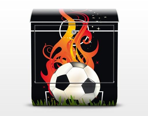 Wandbriefkasten - No.EG5 Football on Fire - Briefkasten Schwarz