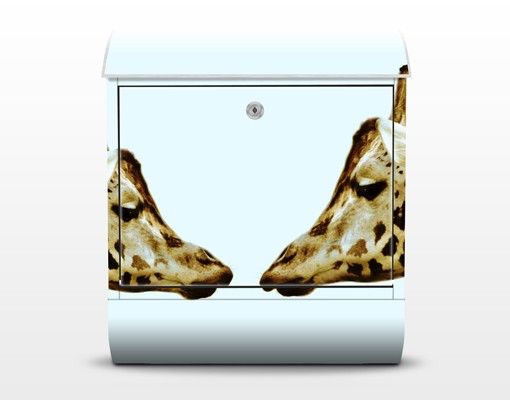 Wandbriefkasten - Giraffes in Love - Briefkasten Weiß