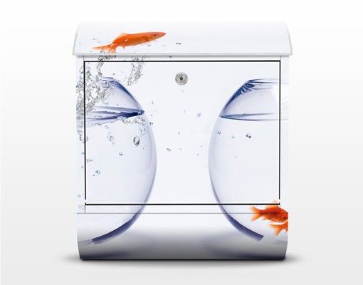 Briefkasten mit Zeitungsfach - Flying Goldfish - Briefkasten mit Tiermotiv