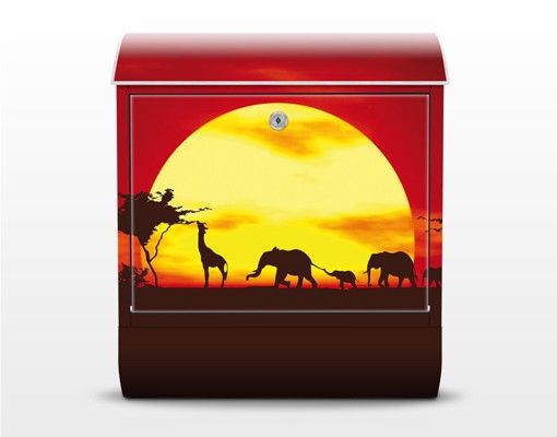 Briefkasten mit Zeitungsfach - No.CG80 Sunset Caravan - Hausbriefkasten Rot