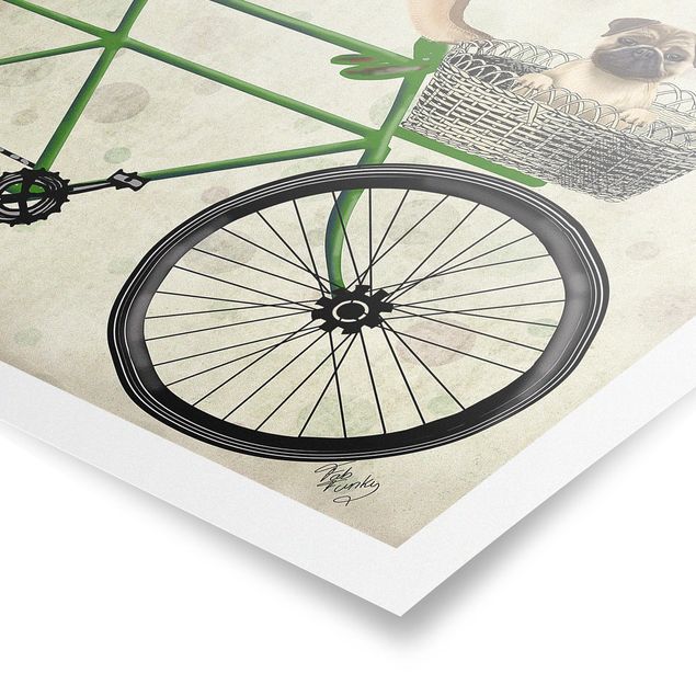 Poster - Radtour - Möpse auf Fahrrad - Hochformat 3:4