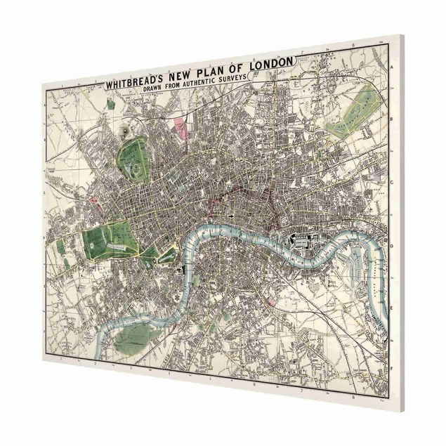 Magnettafel - Vintage Stadtplan London - Memoboard Querformat 3:4