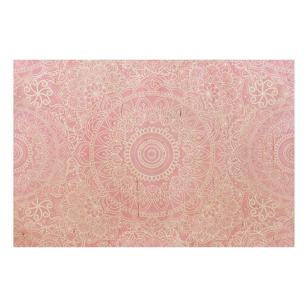 Holzbild - Muster Mandala Rosa - Querformat 2:3