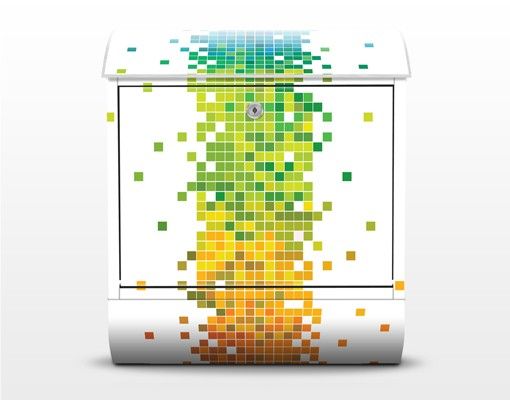Wandbriefkasten - Pixel-Regenbogen - Briefkasten Bunt