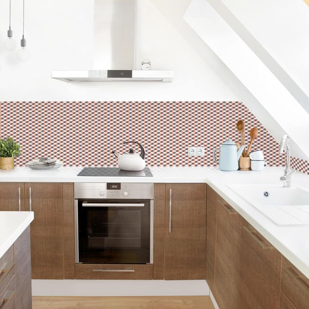 Küchenrückwand - Geometrischer Fliesenmix Würfel Orange