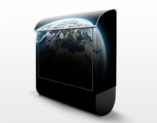 Wandbriefkasten - Illuminated Planet Earth - Briefkasten Schwarz