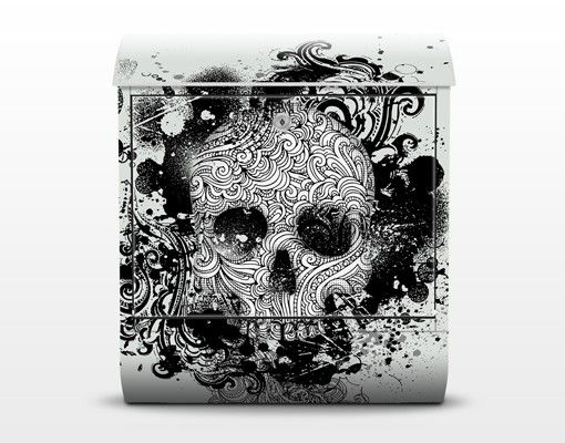 Wandbriefkasten - Skull - Briefkasten Schwarz-Weiß