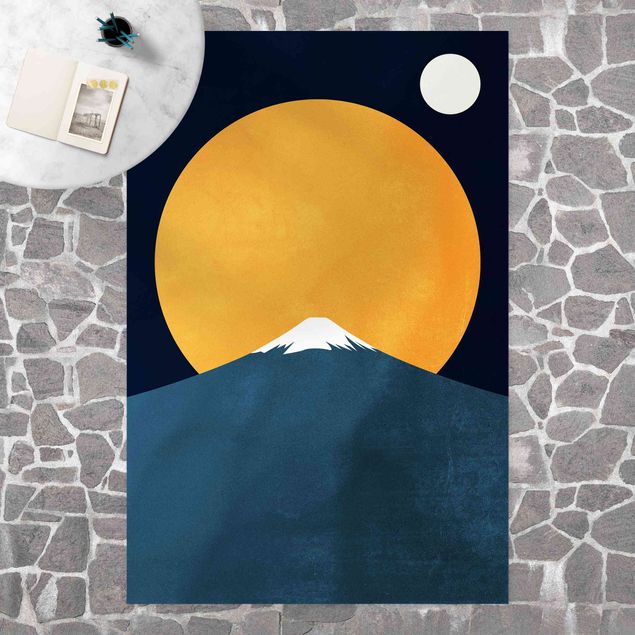 Moderne Teppiche Sonne, Mond und Berge