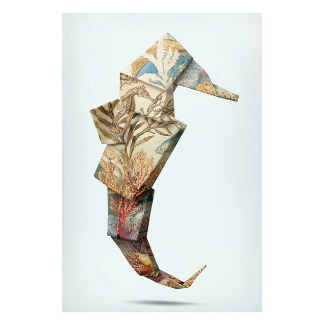 Magnettafel - Jonas Loose - Origami Seepferdchen - Memoboard Hochformat 3:2