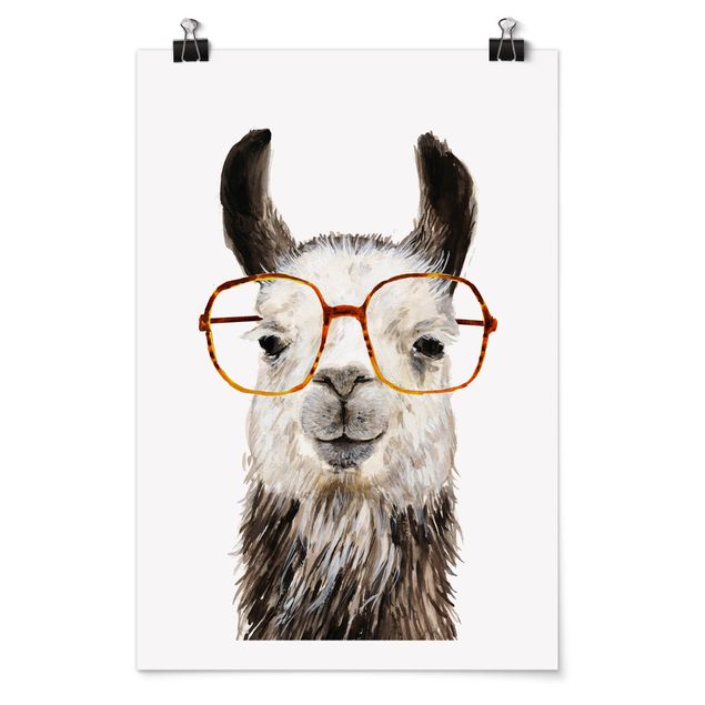 Poster - Hippes Lama mit Brille IV - Hochformat 3:2