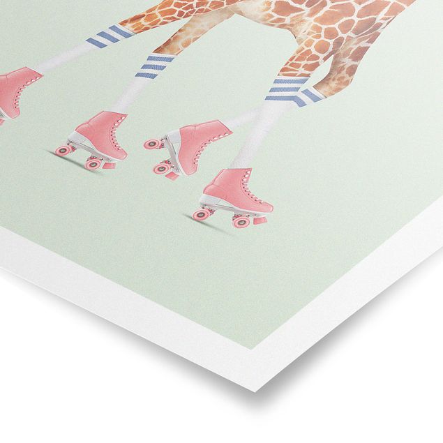 Poster - Jonas Loose - Giraffe mit Rollschuhen - Hochformat 3:2