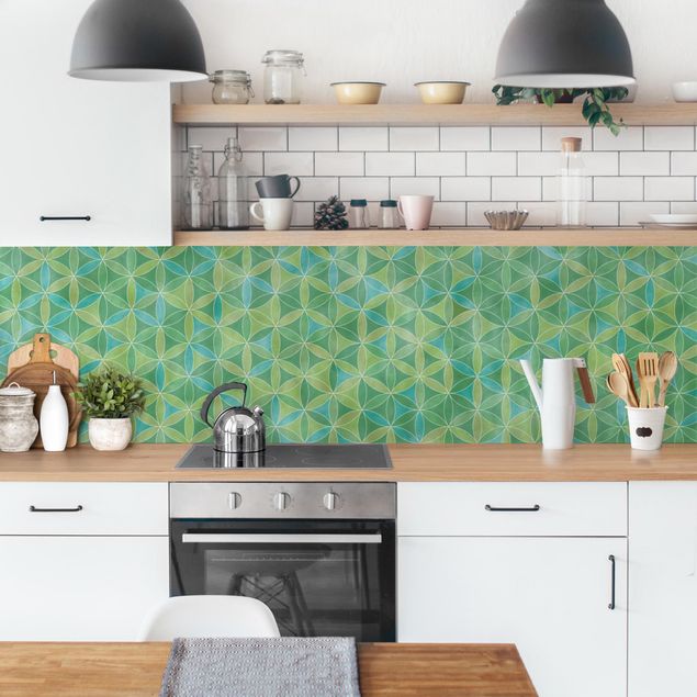 Küchenrückwand - Blume des Lebens Farbschimmer