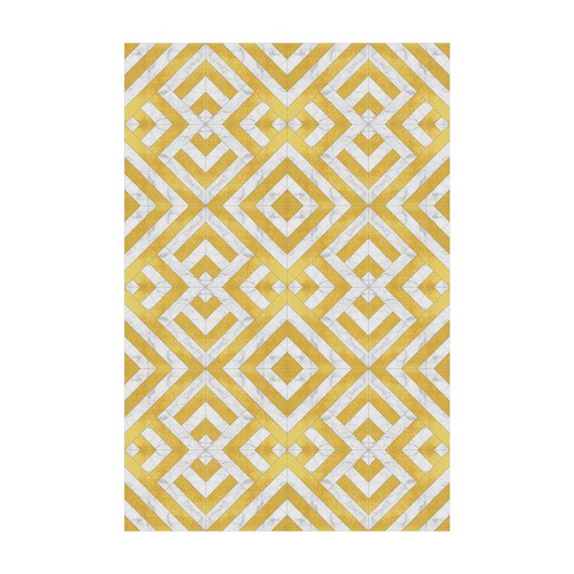 Goldener Teppich Geometrischer Fliesenmix Art Deco Gold Marmor