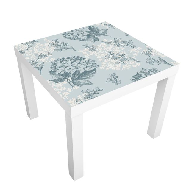 Möbelfolie für IKEA Lack - Klebefolie Hortensia Pattern In Blue