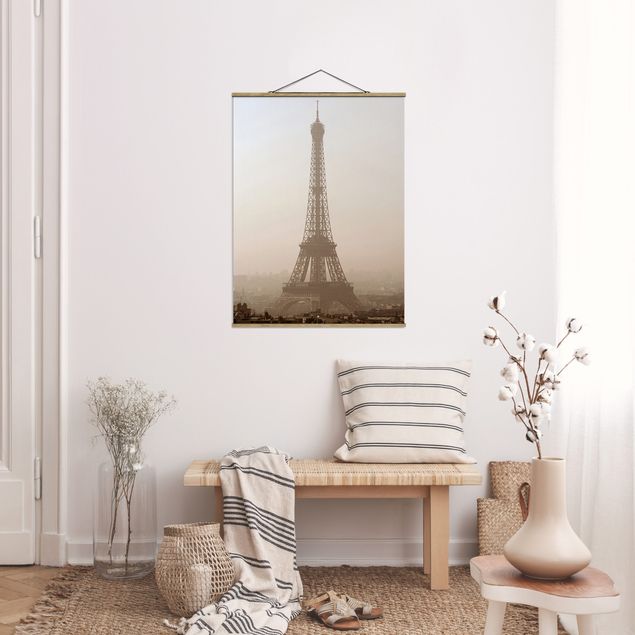 Stoffbild mit Posterleisten - Tour Eiffel - Hochformat 3:4