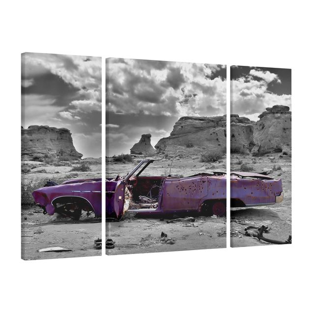 Leinwandbild 3-teilig - Pink Cadillac - Triptychon