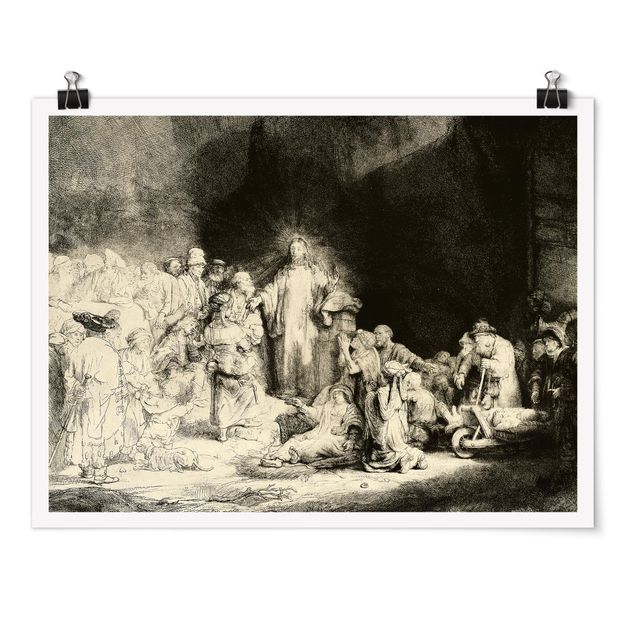 Poster - Rembrandt van Rijn - Christus heilt die Kranken - Querformat 3:4