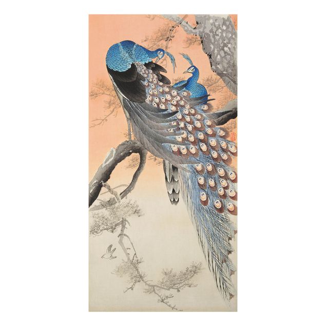 Aluminium Print gebürstet - Vintage Illustration Asiatischer Pfau I - Hochformat 2:1