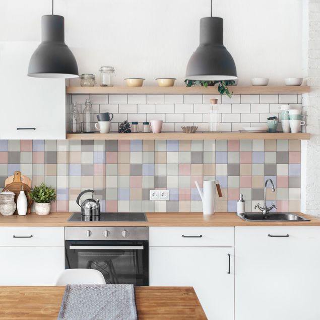 Küchenrückwand - Mosaik Fliesen - Shabby Bunt