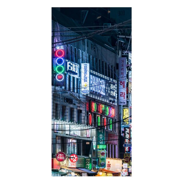 Magnettafel - Nachtleben von Seoul - Panorama Hochformat