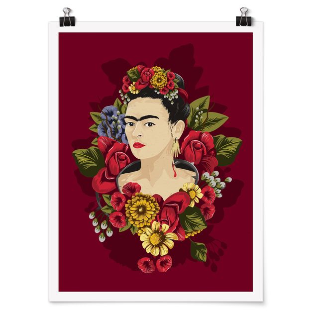 Poster - Frida Kahlo - Rosen - Hochformat 3:4