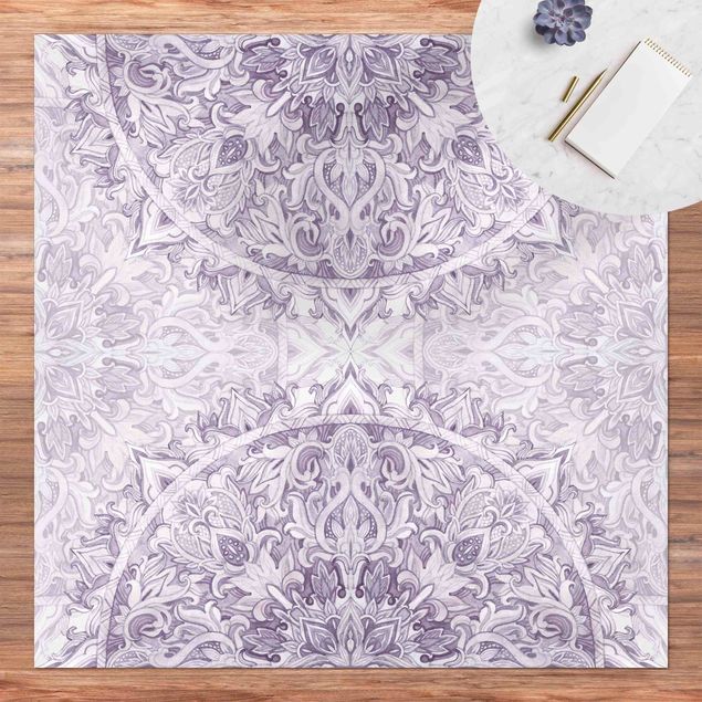 Moderner Teppich Mandala Aquarell Ornament violett