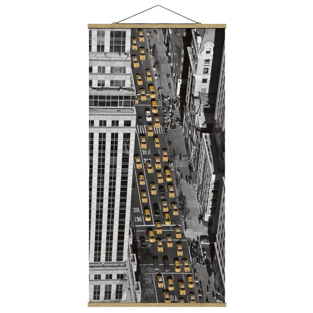 Stoffbild mit Posterleisten - Taxiverkehr in Manhattan - Hochformat 1:2