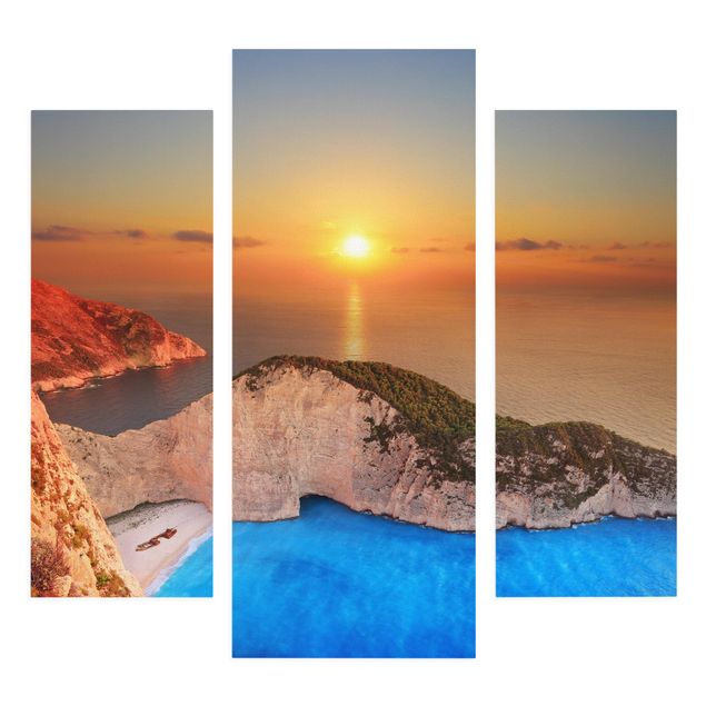 Leinwandbild 3-teilig - Sonnenuntergang über Zakynathos - Galerie Triptychon