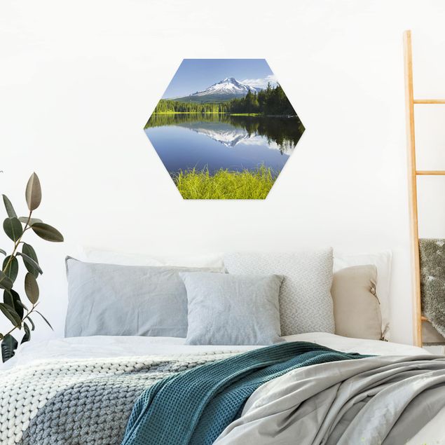 Hexagon Bild Forex - Vulkan mit Wasserspiegelung