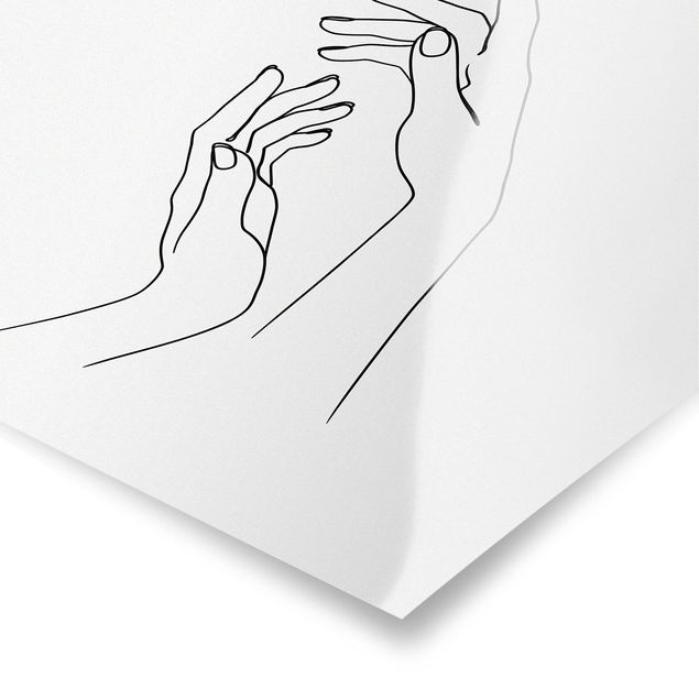 Poster - Line Art Hände - Quadrat 1:1