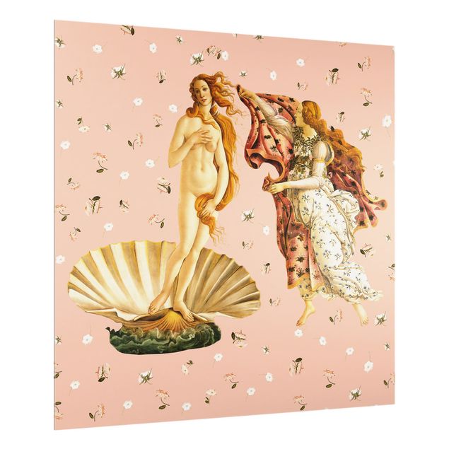 Spritzschutz Glas - Die Venus von Botticelli auf Rosa - Quadrat 1:1