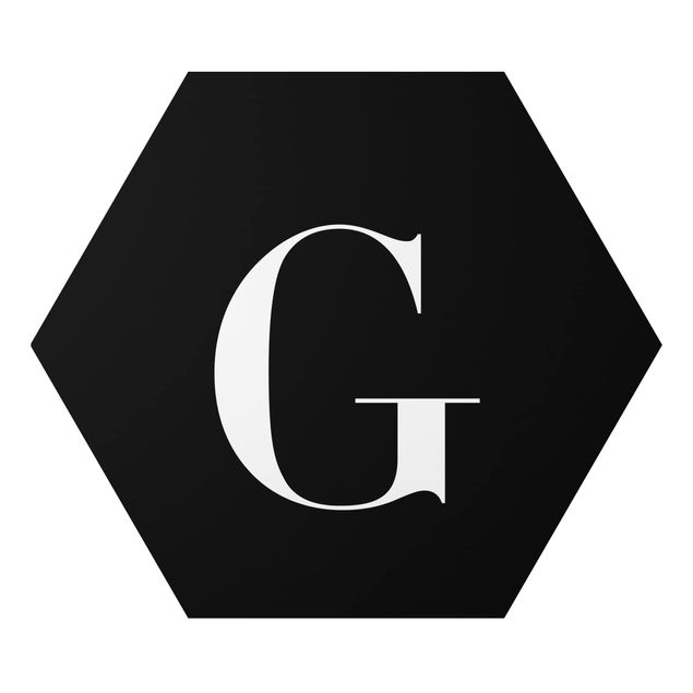 Hexagon Bild Alu-Dibond - Buchstabe Serif Schwarz G