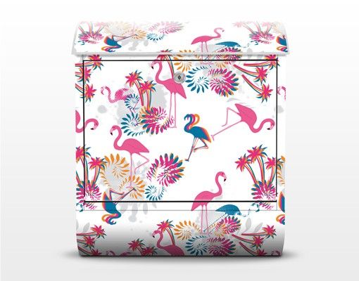 Briefkasten mit Zeitungsfach - Flamingo Design - Briefkasten mit Tiermotiv