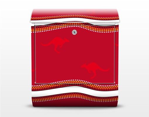 Wandbriefkasten - Rotes Känguru Muster - Briefkasten Rot