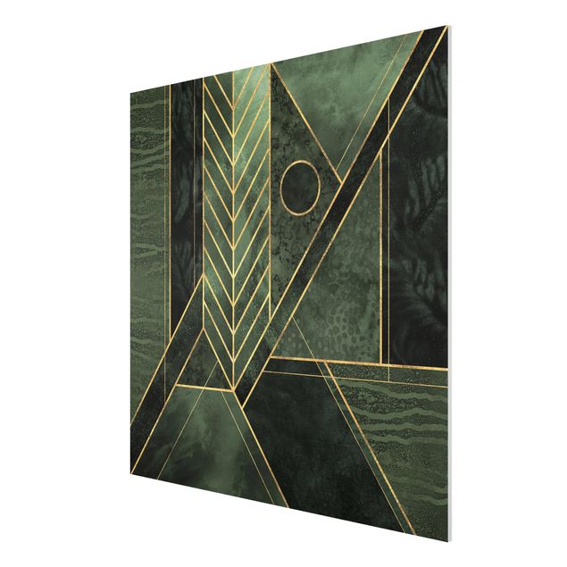 Forex Fine Art Print - Geometrische Formen Smaragd Gold - Quadrat 1:1