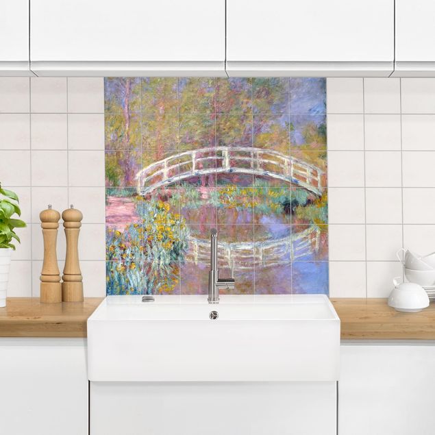 Fliesenbild - Claude Monet - Brücke Monets Garten - Fliesensticker Set quadratisch