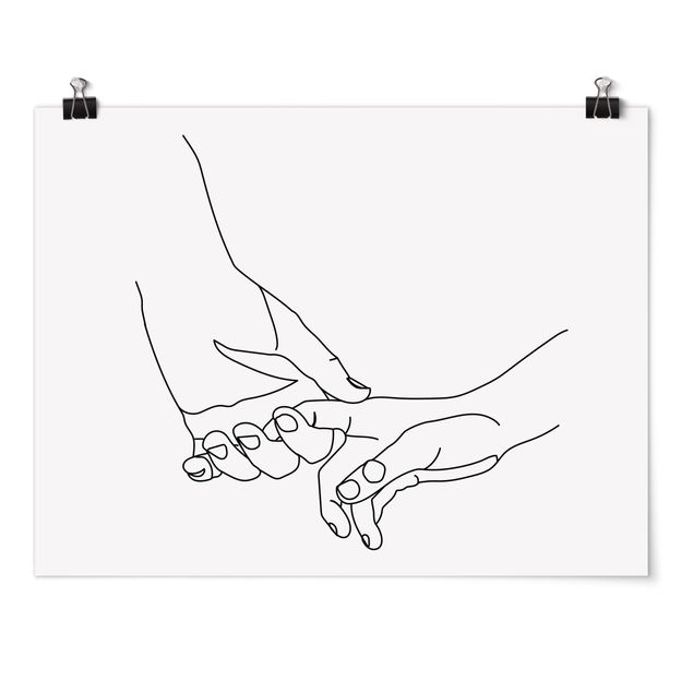 Poster - Zärtliche Hände Line Art - Querformat 3:4