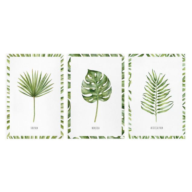 Leinwandbild 3-teilig - Palmen Blätter Set - Hoch 2:3