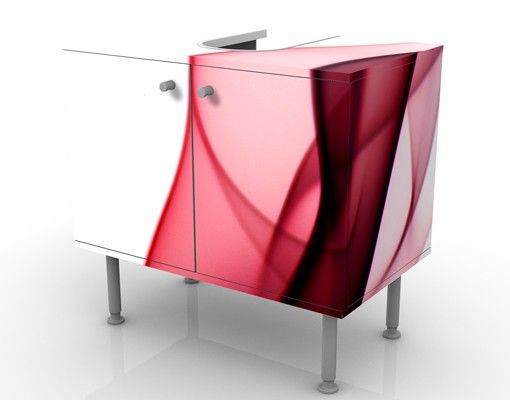 Waschbeckenunterschrank - Red Nebula - Badschrank Weiß Rot