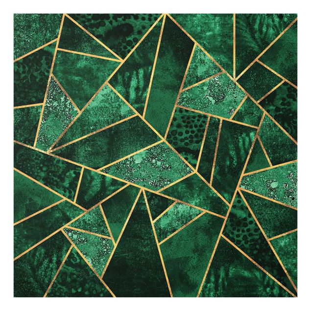 Glas Spritzschutz - Dunkler Smaragd mit Gold - Quadrat - 1:1
