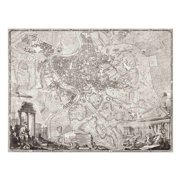 Forex Fine Art Print - Vintage Stadtplan Rom - Querformat 3:4