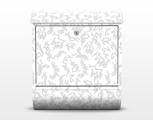Briefkasten mit Zeitungsfach - Zick-Zack Ornament Hell - Modern Grau