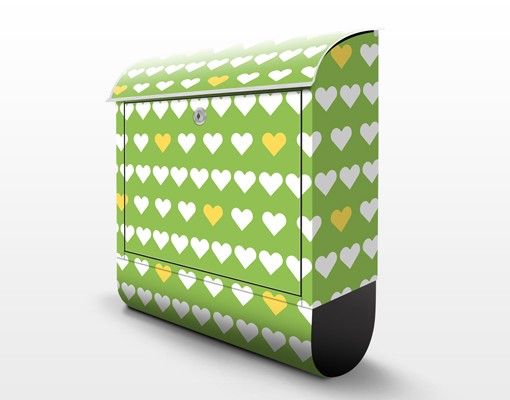 Wandbriefkasten - Frisch Verliebt Musterdesign - Briefkasten Grün