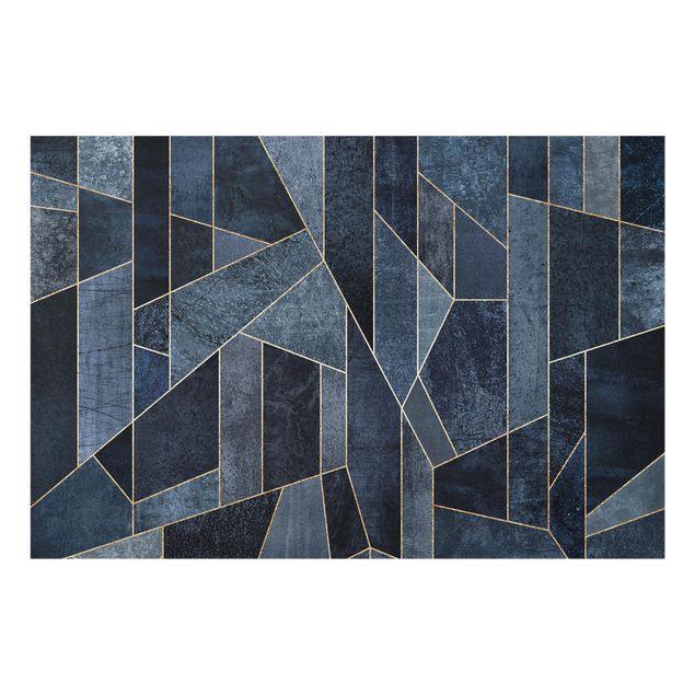 Spritzschutz Glas - Blaue Geometrie Aquarell - Querformat - 3:2