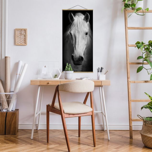 Stoffbild mit Posterleisten - Dream of a Horse - Hochformat 1:2