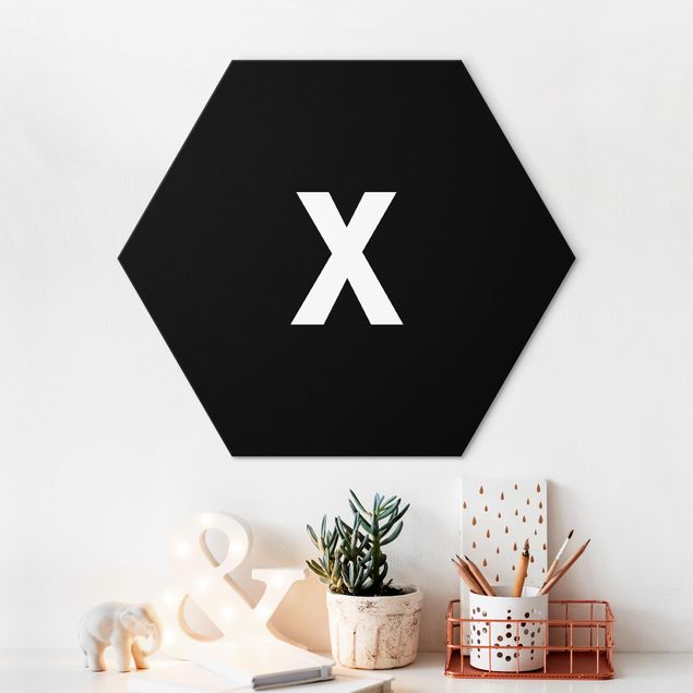 Hexagon Bild Alu-Dibond - Buchstabe Schwarz X