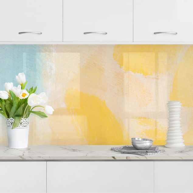 Küchenrückwand - Frühlingskomposition in Gelb und Blau