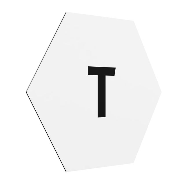 Hexagon Bild Alu-Dibond - Buchstabe Weiß T