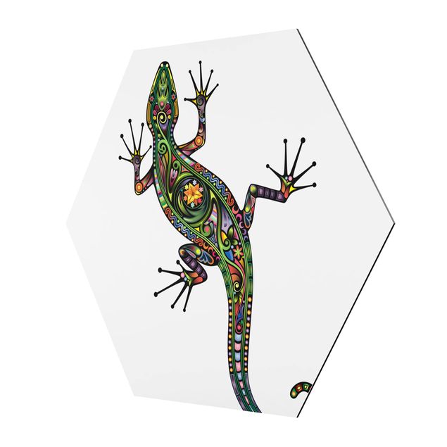 Hexagon Bild Alu-Dibond - Geckomuster